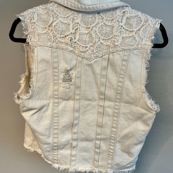 White Denim Ripped Vest - Picture 2 of 2